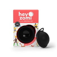 Reusable Hey Zomi menstrual disc - Australia's first menstrual disc. Black menstrual disc. Aussie brand.