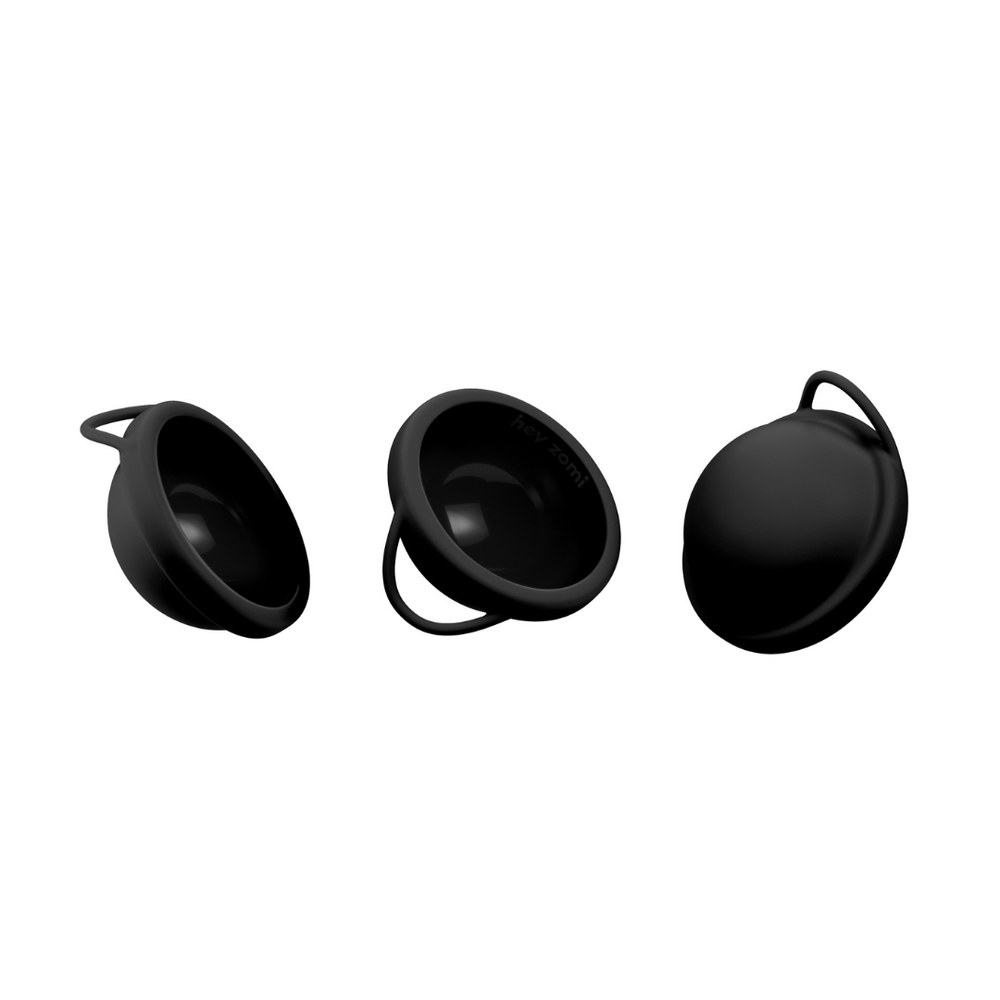 
                  
                    Three black hey zomi discs showing different angles, and the easy removal handle.
                  
                