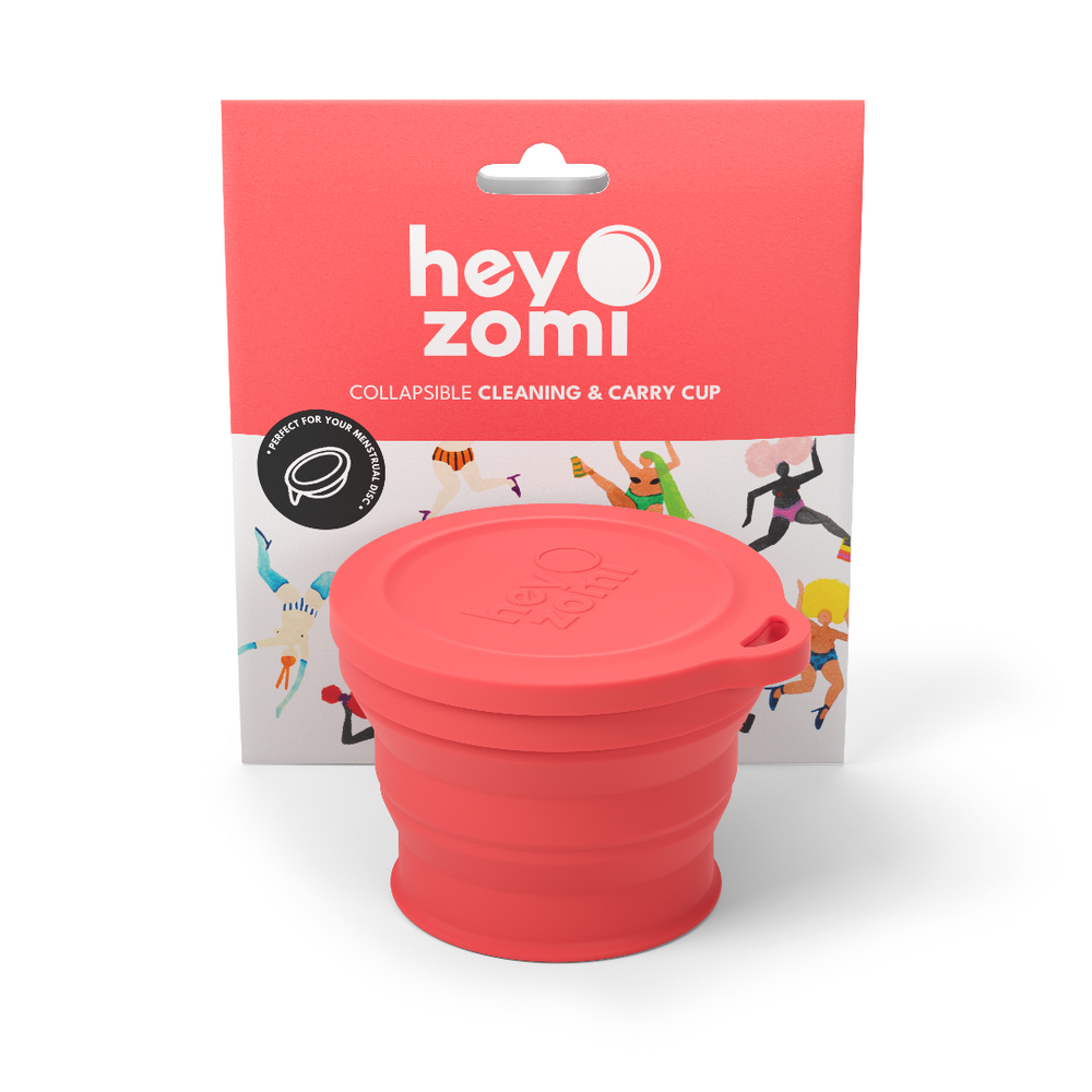 
                  
                    The collapsible cleaning and carry cup by hey zomi allows your to sanitise your menstrual disc or period cup safely in the microwave or using the hey zomi cleaning tablets. It also collapses down into a flat container that stores your menstrual disc perfectly, ready for your next period. Great for travel or when on the go.
                  
                